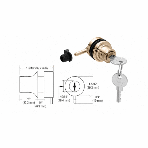 CRL 0910CHKA Chrome Keyed Alike Thru-Glass Plunger Lock