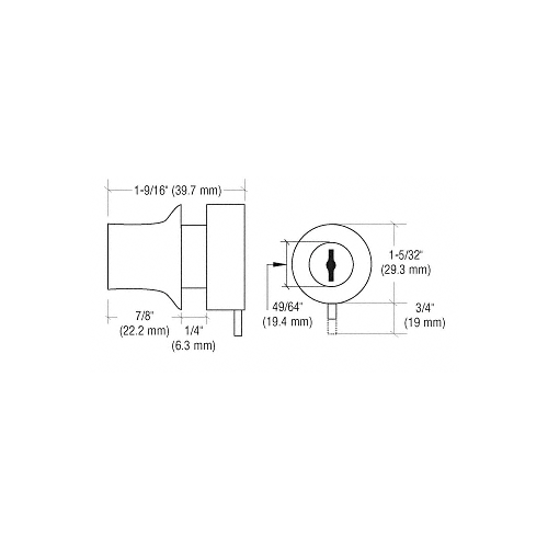 CRL 0910CHKA Chrome Keyed Alike Thru-Glass Plunger Lock