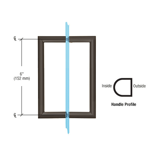 CRL RM6X6CH 6" Polished Chrome RM Series Flat Outside Surface/Round Tubing Inside Back-to-Back Pull Handle