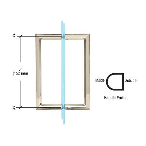 CRL RM6X6CH 6" Polished Chrome RM Series Flat Outside Surface/Round Tubing Inside Back-to-Back Pull Handle