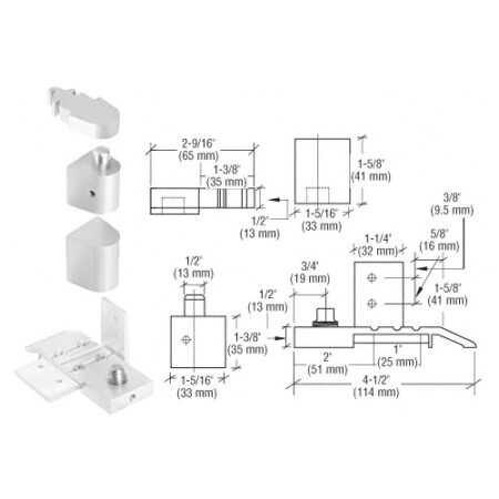 CRL 0P50LHA Aluminum Offset Left Hand Pivot Set with 1/8" Recess