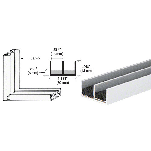 Brixwell D607A-CCP72 Satin Anodized Aluminum Double Jamb with Sponge Rubber Lining  72" Stock Length