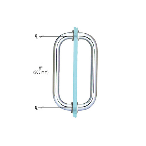 CRL SPH8CH Polished Chrome 8" Back-to-Back Solid Brass 3/4" Diameter Pull Handles with Metal Washers