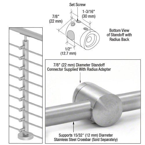 CRL CBR8PS 316 Polished Stainless Center Standoff Connector (Flat Back)