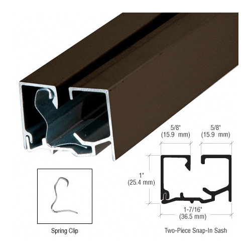 CRL S010A Satin Anodized Snap-In Sash with Clips - 12' Stock Length