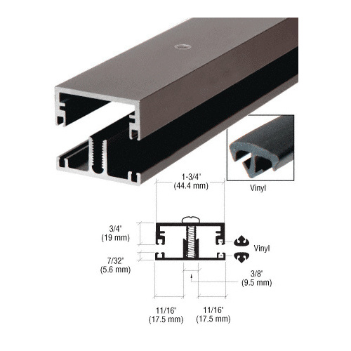 CRL DB075DU Dark Bronze Anodized Shallow Division Bar with Vinyl - 144" Stock Length