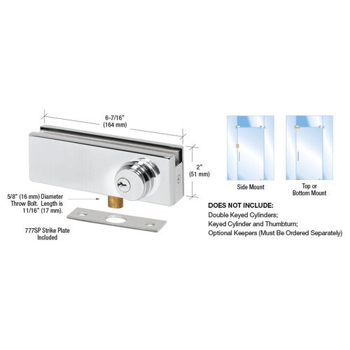 CRL AMR205BS Brushed Stainless AMR Series Patch Lock