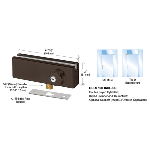 CRL AMR205BS Brushed Stainless AMR Series Patch Lock