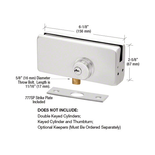 CRL AMR215A Satin Anodized AMR215 Series Patch Lock