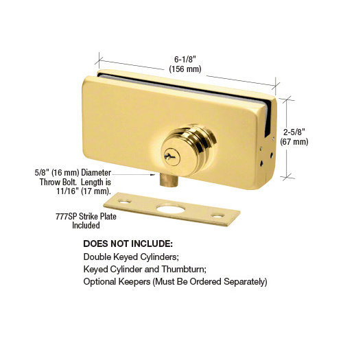 CRL AMR215A Satin Anodized AMR215 Series Patch Lock