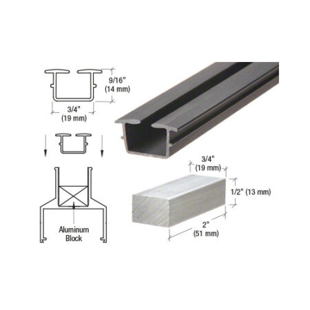 CRL 14BV Bottom Rail Vinyl for 1/4" Monolithic and 5/16" Thick Laminated Glass - 12' Stock Length