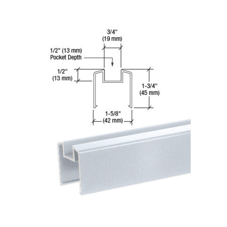 CRL BRGLSCA Clear Anodized 200, 300, 350, and 400 Series Bottom Rail for Glass 241" Long