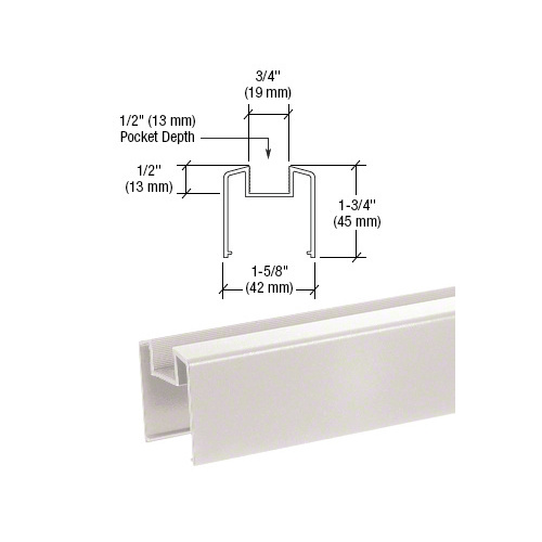 CRL BRGLSW Sky White 200, 300, 350, and 400 Series Bottom Rail for Glass 241" Long