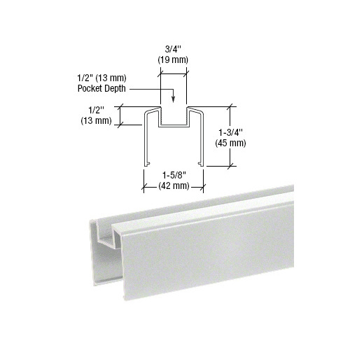 CRL BRGLSS Metallic Silver 200, 300, 350, and 400 Series Bottom Rail for Glass 241" Long