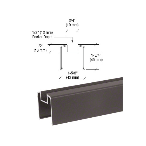 CRL BRGLSS Metallic Silver 200, 300, 350, and 400 Series Bottom Rail for Glass 241" Long