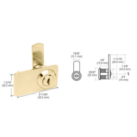 CRL 0916BRKA Brass Keyed Alike Double Door Cam Lock