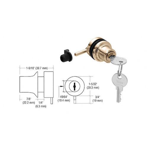 CRL 0910CHKA Chrome Keyed Alike Thru-Glass Plunger Lock