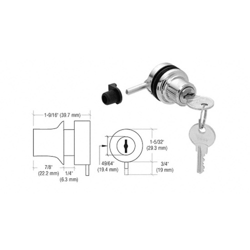 CRL 0910CHKA Chrome Keyed Alike Thru-Glass Plunger Lock