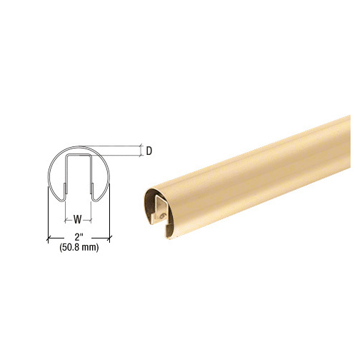 CRL GR20SB C260 Alloy Satin Brass 2" Premium Cap Rail for 1/2" Glass - 120"