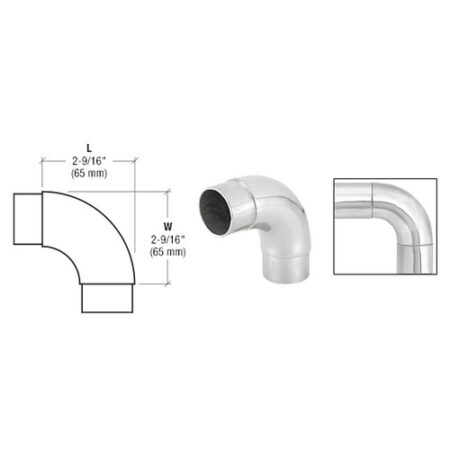 CRL HR15CPS Polished Stainless EZ Radius 90 Degree Corner for 1-1/2" Tubing