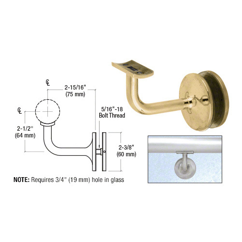 CRL HR15GPT Painted Pismo Series Glass Mounted Hand Rail Bracket for 1-1/2" and 1.66" Diameter Hand Rail Tubing