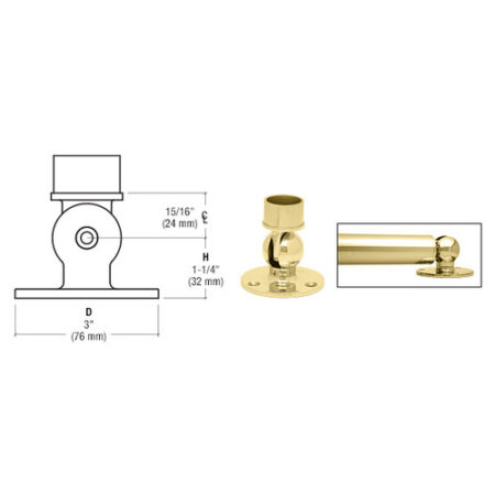 CRL HR15PFPB Polished Brass Adjustable Flange for 1-1/2" Tubing