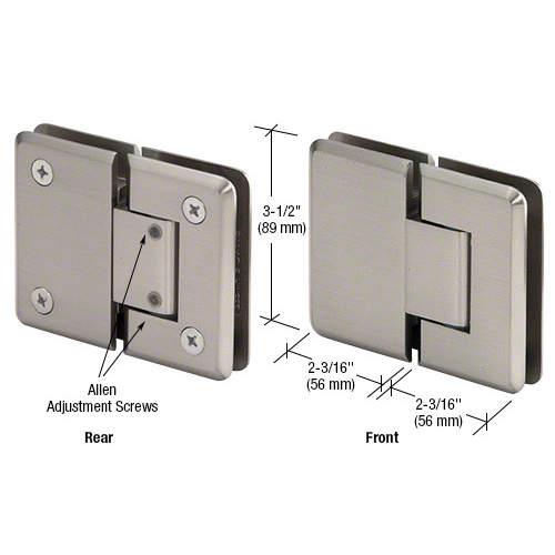 CRL P1N380BN Brushed Nickel Pinnacle 380 Series Adjustable 180 Degree Glass-to-Glass Hinge