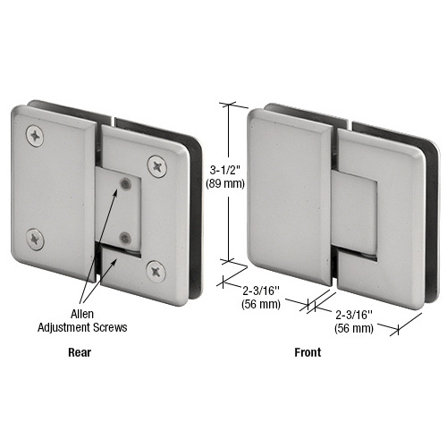 CRL P1N380BN Brushed Nickel Pinnacle 380 Series Adjustable 180 Degree Glass-to-Glass Hinge