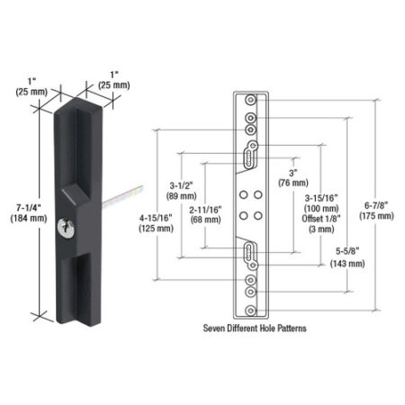 CRL C1139 Black Outside Pull and Locking Unit with Multiple 7 Screw Hole Patterns