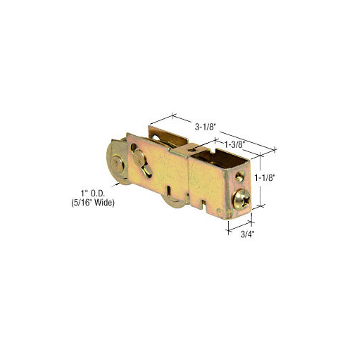 CRL D1982 1" Tandem Steel Ball Bearing Sliding Glass Door Roller with 3/4" Wide Housing