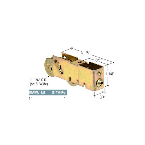 CRL D1982 1" Tandem Steel Ball Bearing Sliding Glass Door Roller with 3/4" Wide Housing