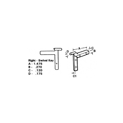 CRL 3462219 Left Nylon Swivel Key - 1.475" Leg; .120" Width - pack of 20