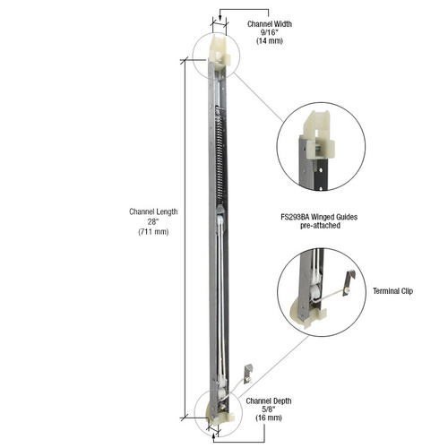 CRL FA2640GW 2640 Window Channel Balance with FS293BA Guides Attached