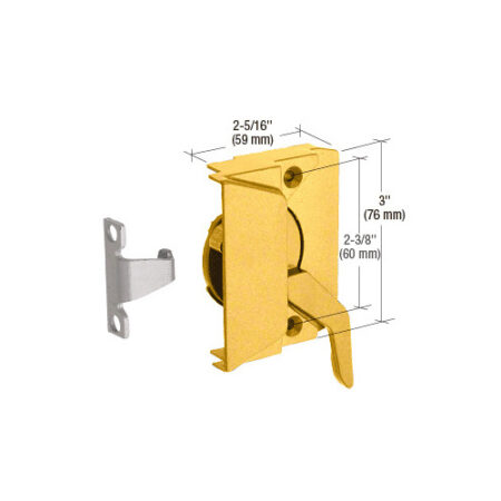 CRL EP24005 Gold Left Hand Casement Window Lock with 2-3/8" Screw Holes