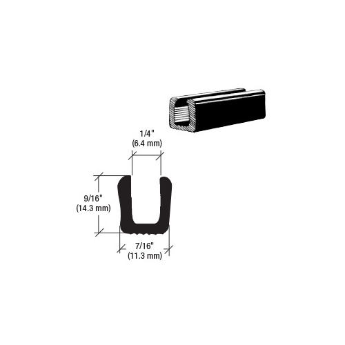 CRL AV539 Rubber Glazing Channel for 1/4" Material - 11/32" Base Width