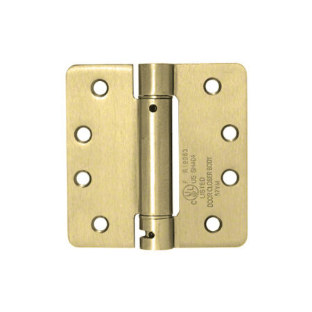 CRL S444 4" x 4" Dull Brass Heavy-Duty Spring Hinge - 1/4" Radius