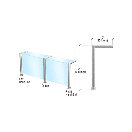 CRL SG925BS Brushed Stainless Elegant Series Glass on Front and Top Shelf Sneeze Guard - Right Hand End Post Only