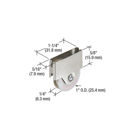 CRL B696 1" Steel Ball Bearing Center Groove Sliding Screen Door Bottom Roller