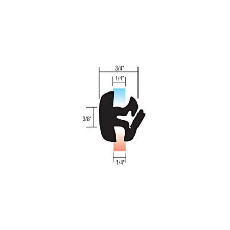 CRL 10251 One-Piece Self-Sealing Universal Weatherstrip 1/4" Panel for 1/4" Glass