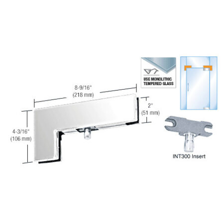 CRL PH40PS Polished Stainless Sidelite Transom Patch With INT300 Insert