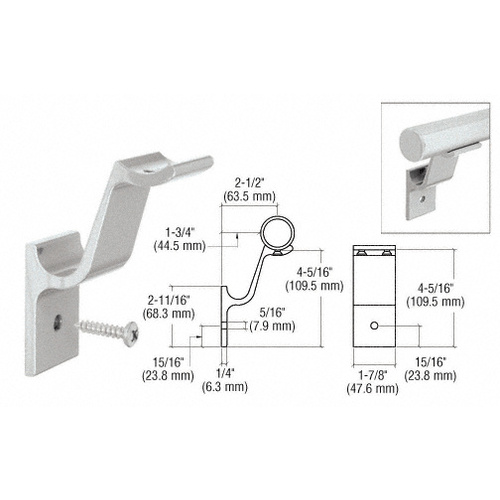 CRL ARHB1AGY Agate Gray Quick Connect Aluminum Hand Rail Bracket for 1-1/2" Diameter Tubing