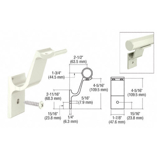 CRL ARHB1AGY Agate Gray Quick Connect Aluminum Hand Rail Bracket for 1-1/2" Diameter Tubing