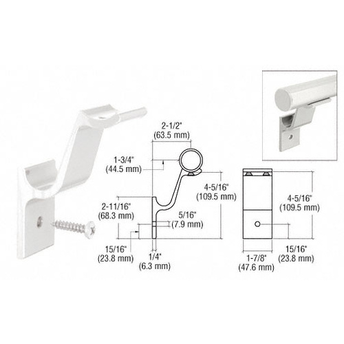 CRL ARHB1AGY Agate Gray Quick Connect Aluminum Hand Rail Bracket for 1-1/2" Diameter Tubing