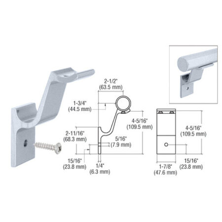 CRL ARHB1CA Clear Anodized Quick Connect Aluminum Hand Rail Bracket for 1-1/2" Diameter Tubing