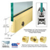 CRL DR4TPB12SL Polished Brass 1/2" Glass 4" Tapered Door Rail With Lock - 35-3/4" Length