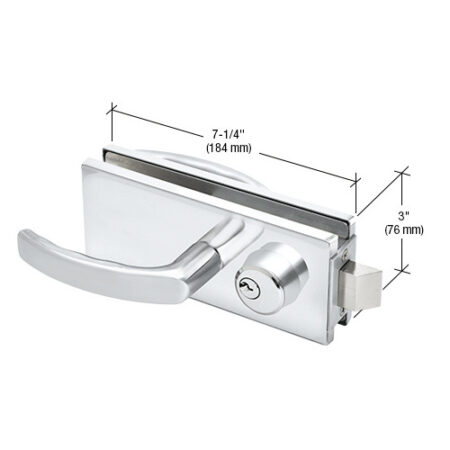 CRL AMR900PS Polished Stainless Glass Mounted Latch with Lock, Thumbturn, and Lever Handles- North American