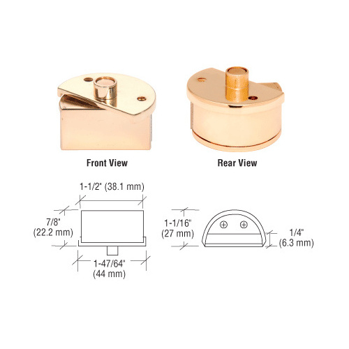 CRL EH234 Brass Showcase Pivot Hinges for 3/16" Glass - pack of 2