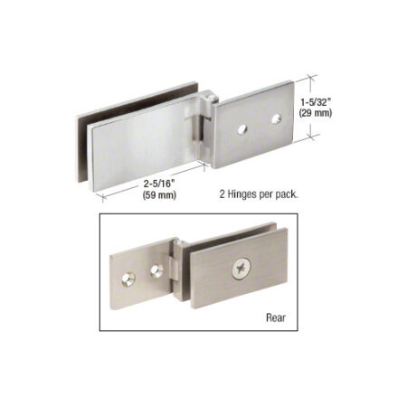 CRL EH84 Polished Chrome Light Duty Frameless Cabinet Door Hinge - Square Corner Style - pack of 2