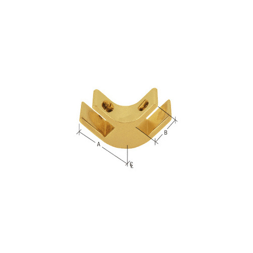 CRL GFC8901BR Brass 1-1/2" Long 4-Way 90 Degree Deluxe Glass Furniture Connector for 3/4" Glass