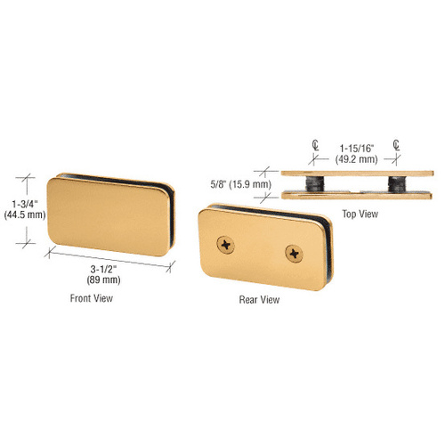 CRL GCB184SB Satin Brass 180 Degree Traditional Style Double Stud Glass Clamp